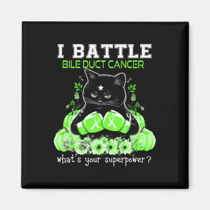 I Battle Bile Duct Cancer Awareness Fun Cat Magnet