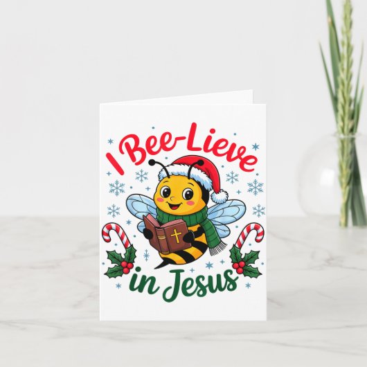I Bee-lieve In Jesus Gospel Kids Christian Christm Karte (Vorderseite)