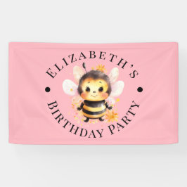 I Bee Two Girl Birthday Party Banner