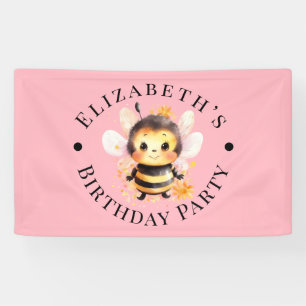 I Bee Two Girl Birthday Party Banner