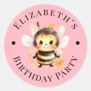 I Bee Two Girl Birthday Party Runder Aufkleber