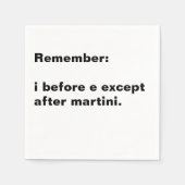 i Before e Spelling Rule Cocktail Serviette (Vorderseite)