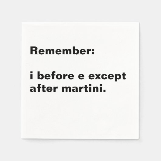 i Before e Spelling Rule Cocktail Serviette (Vorderseite)