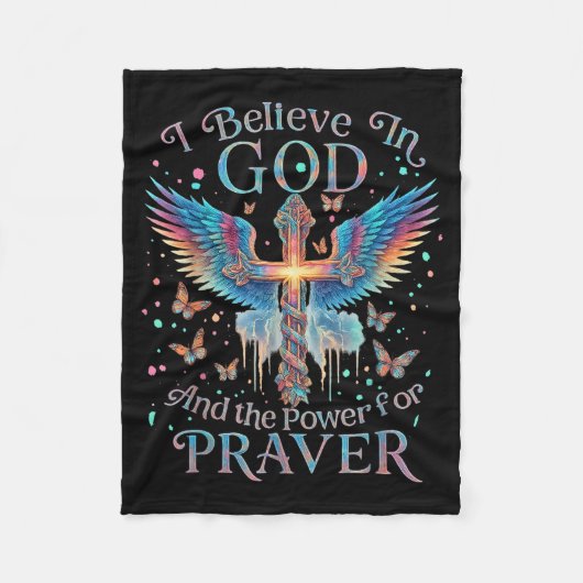 I Believe In God And The Wer Of Prayer Butterfly C Fleecedecke (Vorderseite)