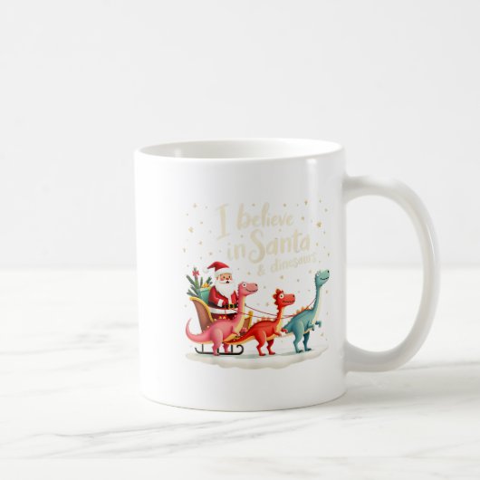 I Believe In Santa And Dinosaurs Holiday Funny Chr Kaffeetasse (Rechts)