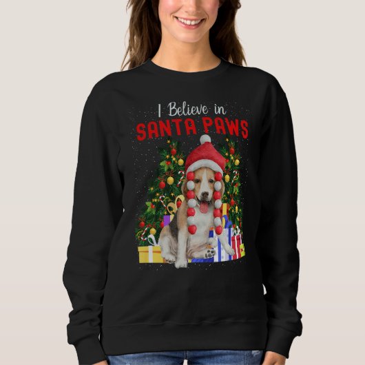 I Believe In Santa Paws Cute Christmas Beagle Pup Sweatshirt (Vorderseite)