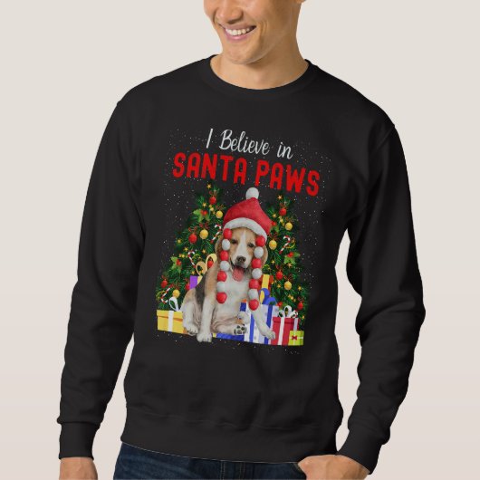 I Believe In Santa Paws Cute Christmas Beagle Pup Sweatshirt (Vorderseite)