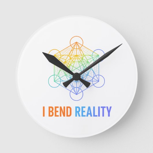 I Bend Reality – Sacred Geometry Energy Design Runde Wanduhr (Vorderseite)