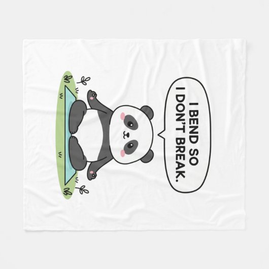 “I Bend So I Don’t Break” panda design Fleecedecke (Vorderseite (Horizontal))