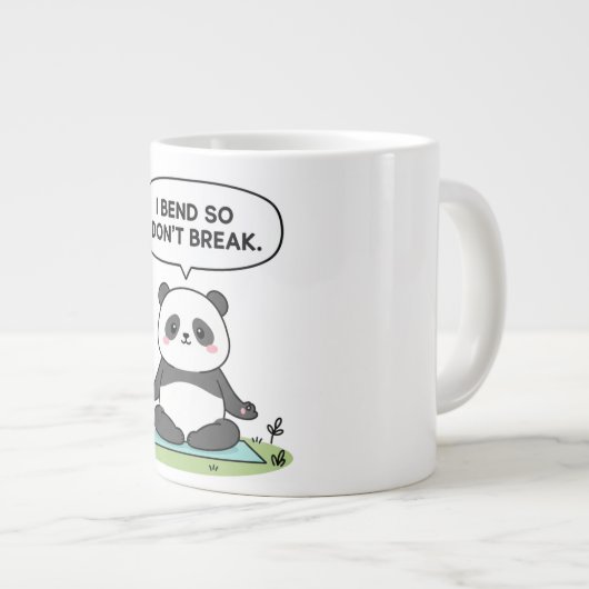 “I Bend So I Don’t Break” panda design Jumbo-Tasse (Vorderseite Rechts)