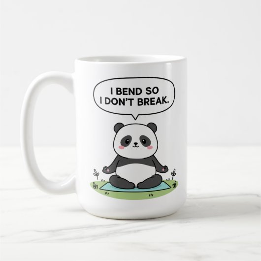 “I Bend So I Don’t Break” panda design Kaffeetasse (Links)