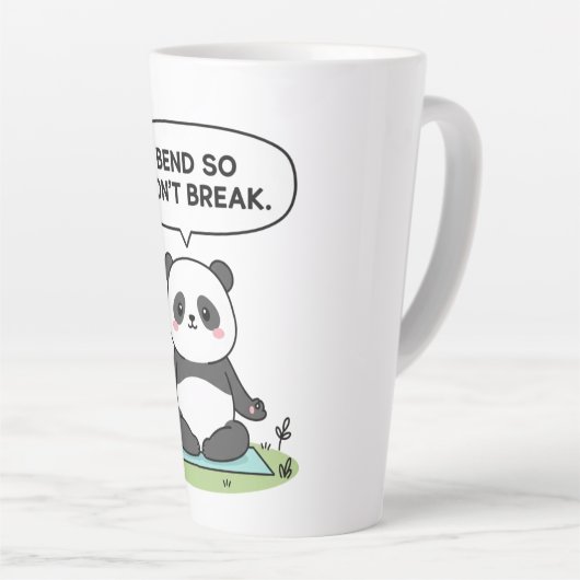“I Bend So I Don’t Break” panda design Milchtasse (Rechte Ecke)