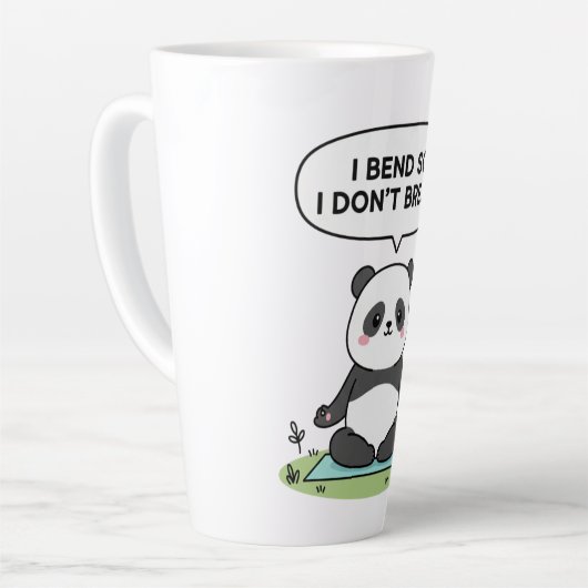 “I Bend So I Don’t Break” panda design Milchtasse (Linke Ecke)