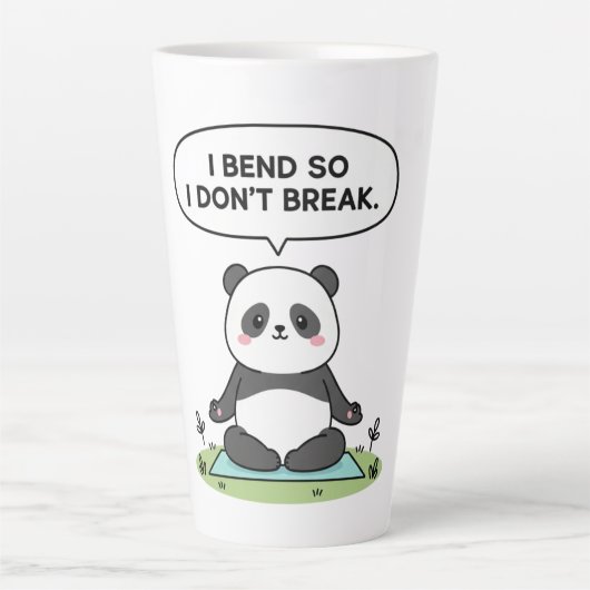 “I Bend So I Don’t Break” panda design Milchtasse (Vorderseite)