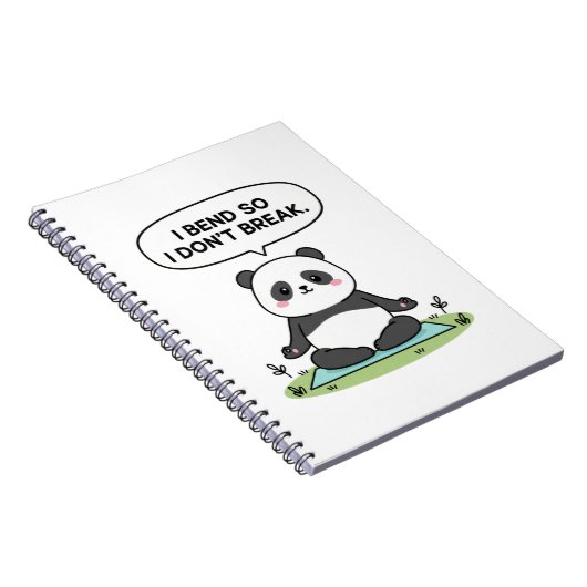 “I Bend So I Don’t Break” panda design Notizblock (Rechte Seite)