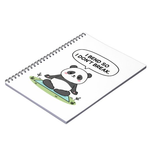“I Bend So I Don’t Break” panda design Notizblock (Linke Seite)