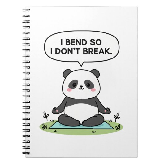 “I Bend So I Don’t Break” panda design Notizblock (Vorderseite)