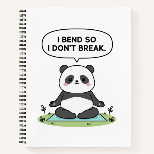 “I Bend So I Don’t Break” panda design Notizblock (Vorderseite)