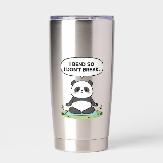 “I Bend So I Don’t Break” panda design Thermobecher (Vorderseite)