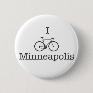 I Bike Minneapolis - Schwarzer Text Button
