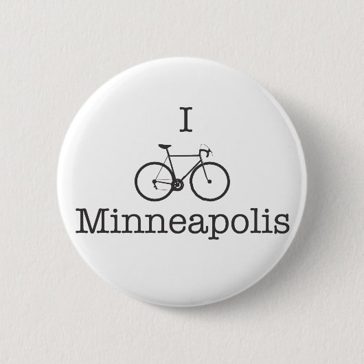 I Bike Minneapolis - Schwarzer Text Button (Vorderseite)