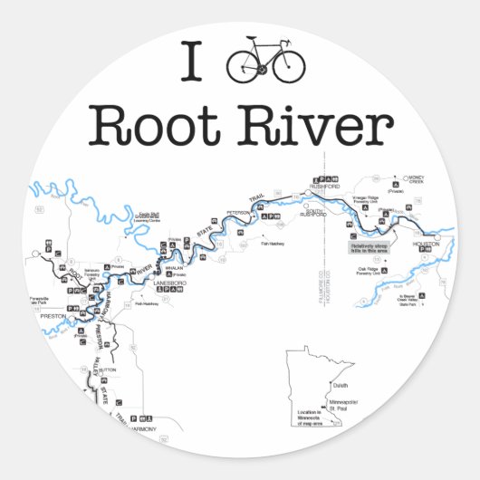 I Bike Root River Runder Aufkleber (Vorderseite)