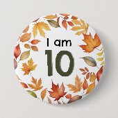 I Bin 10 Herbstleaves Age Number Button Abzeichen  (Vorderseite)