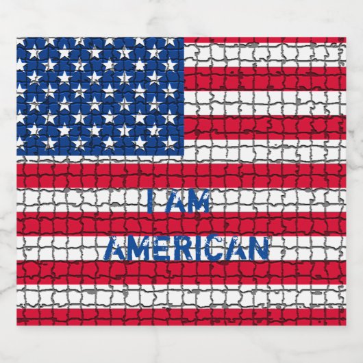 I Bin American Red & Blue USA Flag Bierflaschenetikett (Einzelnes Label)