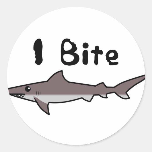 I Bite - Shark Runder Aufkleber (Vorderseite)