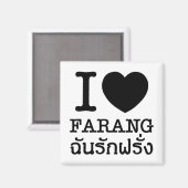 I Black Heart (Liebe) Farang Magnet (Vorderseite/Rückseite)