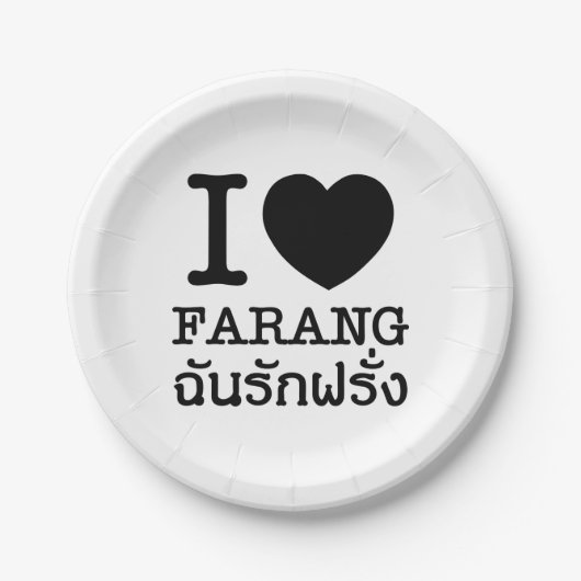 I Black Heart (Liebe) Farang Pappteller (Vorderseite)