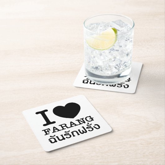 I Black Heart (Liebe) Farang Rechteckiger Pappuntersetzer (Vor Ort)