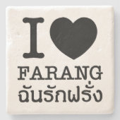 I Black Heart (Liebe) Farang Steinuntersetzer (Vorderseite)