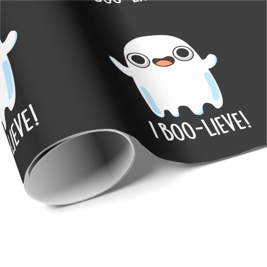 I Boo-lieve Funny Positive Ghost Pun Dark BG Geschenkpapier (Rolleneckpunkt)