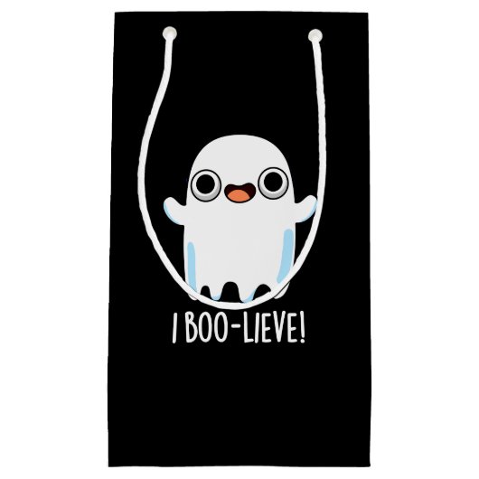 I Boo-lieve Funny Positive Ghost Pun Dark BG Kleine Geschenktüte (Vorderseite)