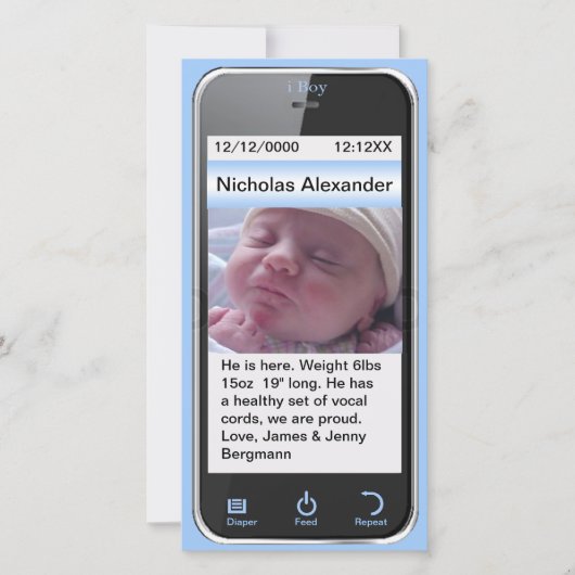 i Boy Modern Birth Ankündigung (Vorderseite)