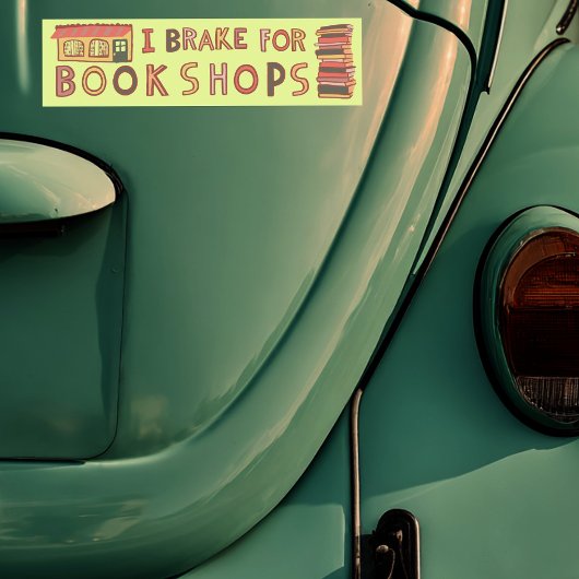 I BRAKE FOR BOOKSHOPS Books Reading Nerdy Cute Autoaufkleber