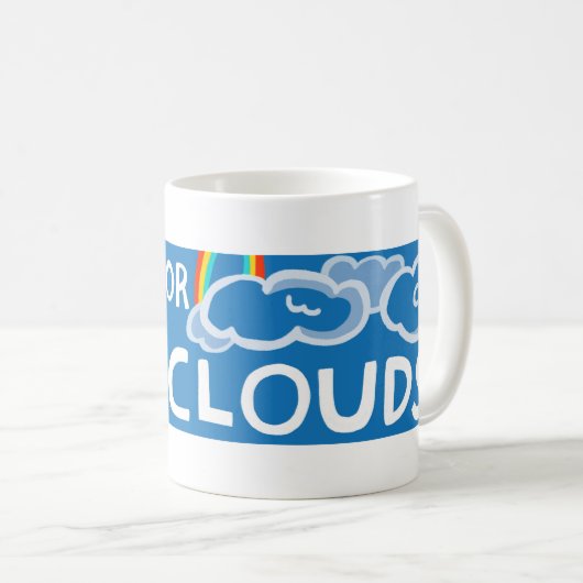 I BRAKE FOR CLOUUDS farbenfroher Regenbogen Kaffeetasse (VorderseiteRechts)