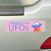 I BRAKE FOR UFOS Niedliche Alien Raumschiff Autoaufkleber (Auf Auto)