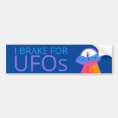I BRAKE FOR UFOS Niedliche Alien Raumschiff Autoaufkleber (Vorne)
