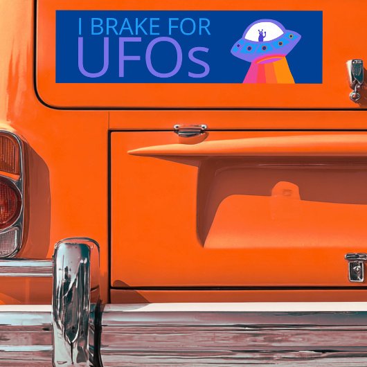 I BRAKE FOR UFOS Niedliche Alien Raumschiff Autoaufkleber