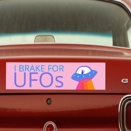 I BRAKE FOR UFOS Niedliche Alien Raumschiff Autoaufkleber