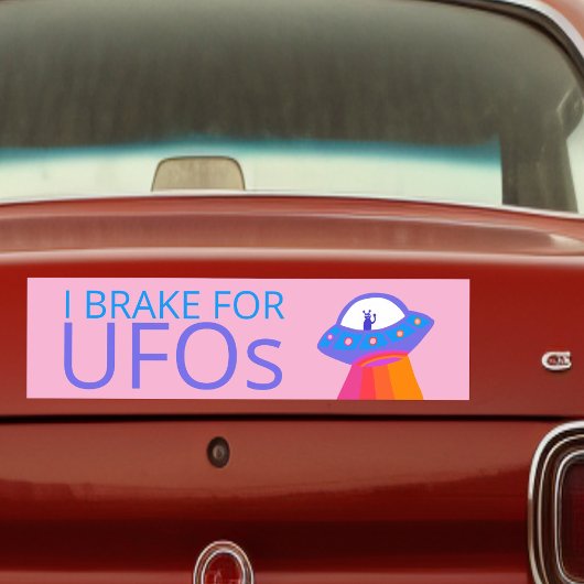 I BRAKE FOR UFOS Niedliche Alien Raumschiff Autoaufkleber