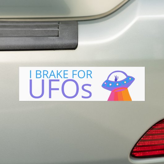 I BRAKE FOR UFOS Niedliche Alien Raumschiff Autoaufkleber (Auf Auto)