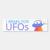 I BRAKE FOR UFOS Niedliche Alien Raumschiff Autoaufkleber (Vorne)