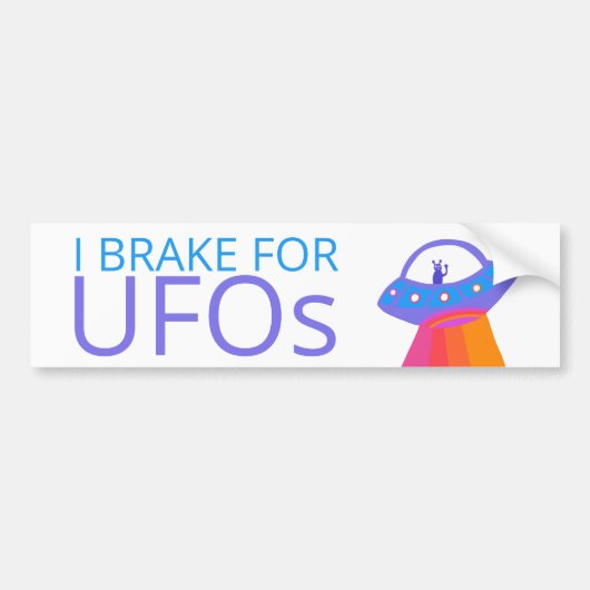 I BRAKE FOR UFOS Niedliche Alien Raumschiff Autoaufkleber (Vorne)