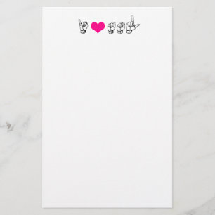 I Briefpapier Liebe ASL (amerikanisches
