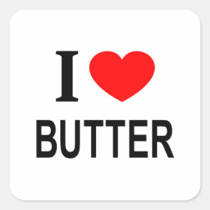I ❤️ BUTTER I LIEBE BUTTER I HERZBUTTER QUADRATISCHER AUFKLEBER
