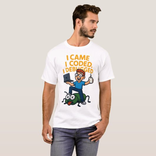 I Came I Coded I Debugged Funny Programmer T-Shirt (Vorne ganz)