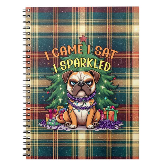 I Came I Sat I Sparkled Funny Christmas Bulldog Notizblock (Vorderseite)